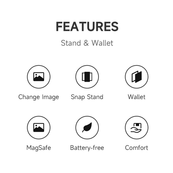 E-Ink MagSafe Phone Stand Wallet – Snap-On Kickstand, Slim Card Holder