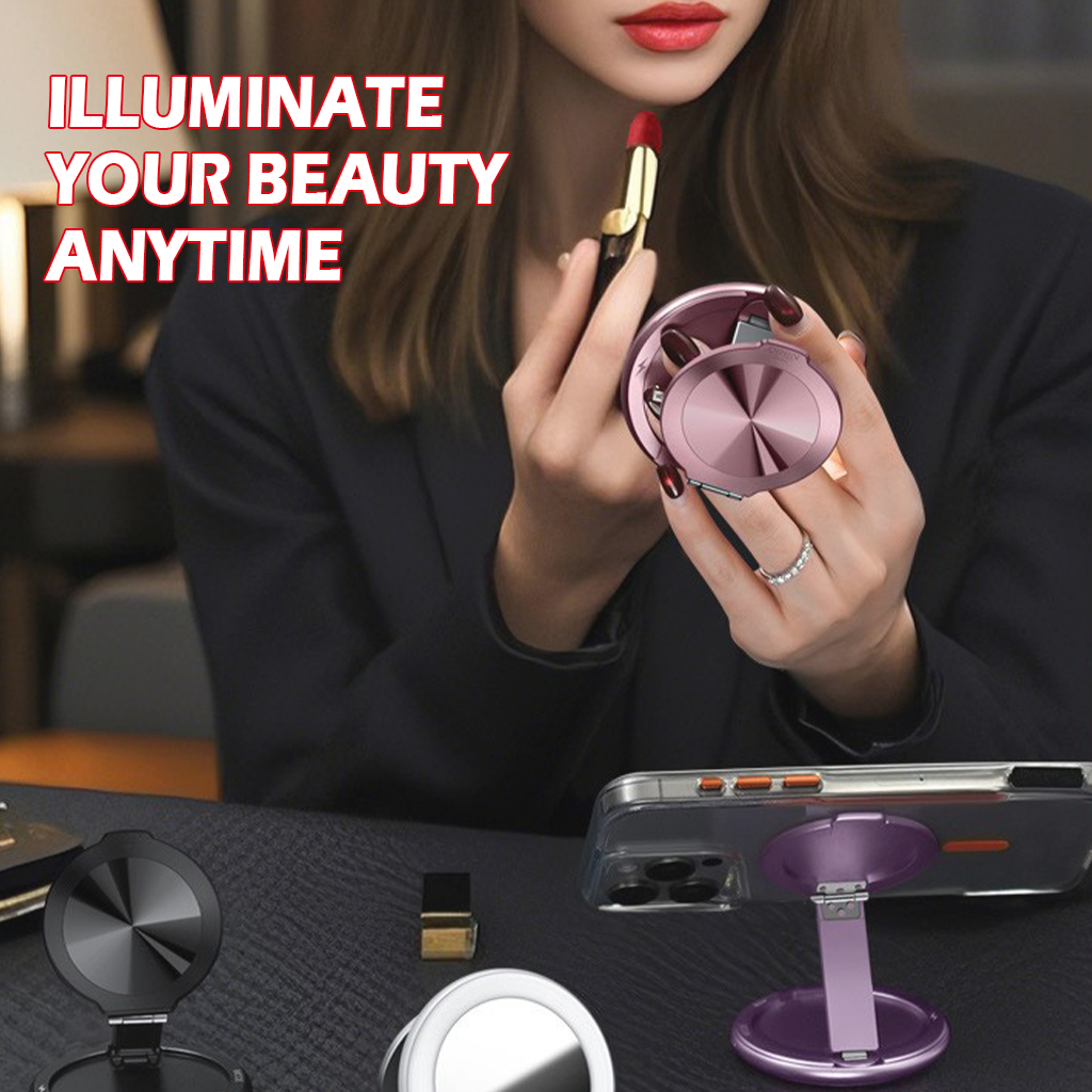 3-in-1 Magnetic Selfie Ring Light Mirror Stand – Slim 7mm 3 Color Modes Dimmable Portable Makeup Light