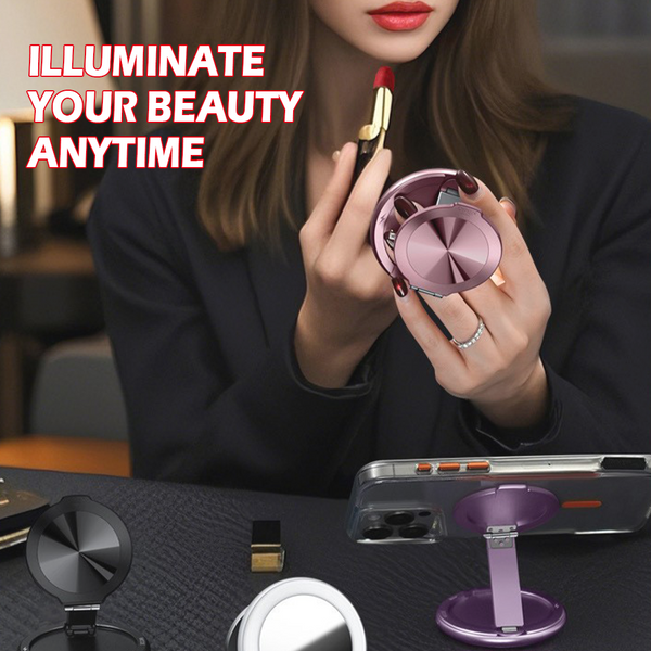 3-in-1 Magnetic Selfie Ring Light Mirror Stand – Slim 7mm 3 Color Modes Dimmable Portable Makeup Light