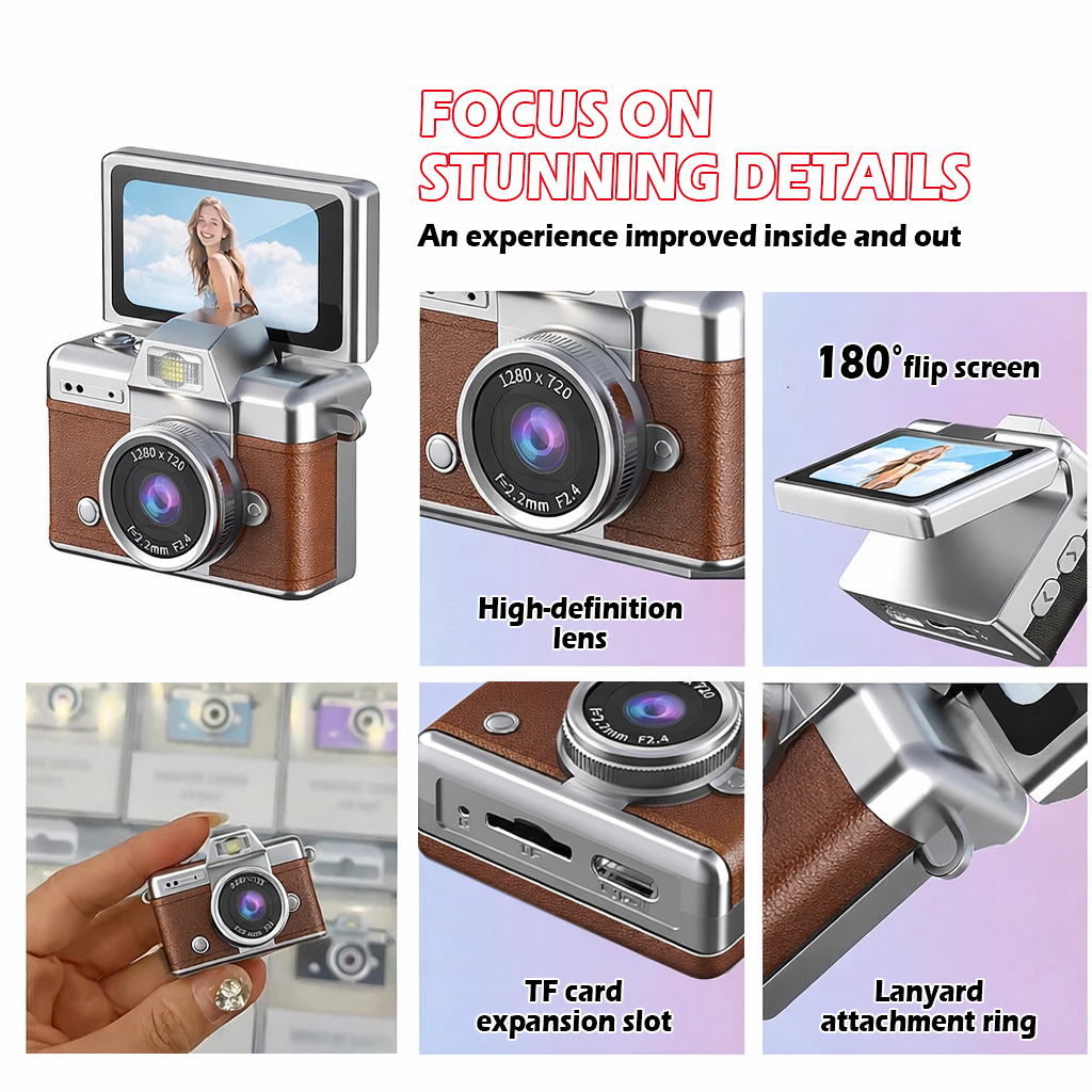 Mini Flip Digital Camera 📸  Pocket-Size Vlog Camera with 180° Screen & Beauty Mode