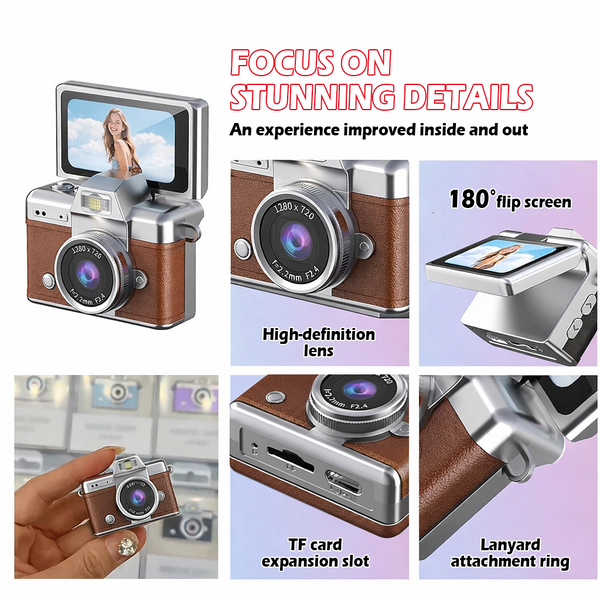 Mini Flip Digital Camera 📸  Pocket-Size Vlog Camera with 180° Screen & Beauty Mode