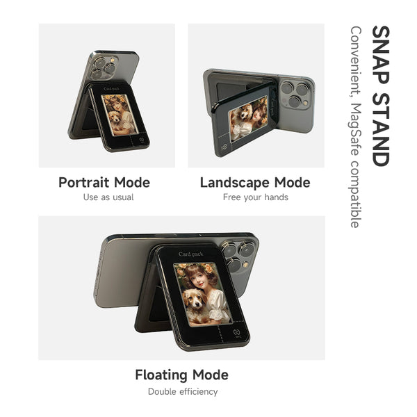 E-Ink MagSafe Phone Stand Wallet – Snap-On Kickstand, Slim Card Holder