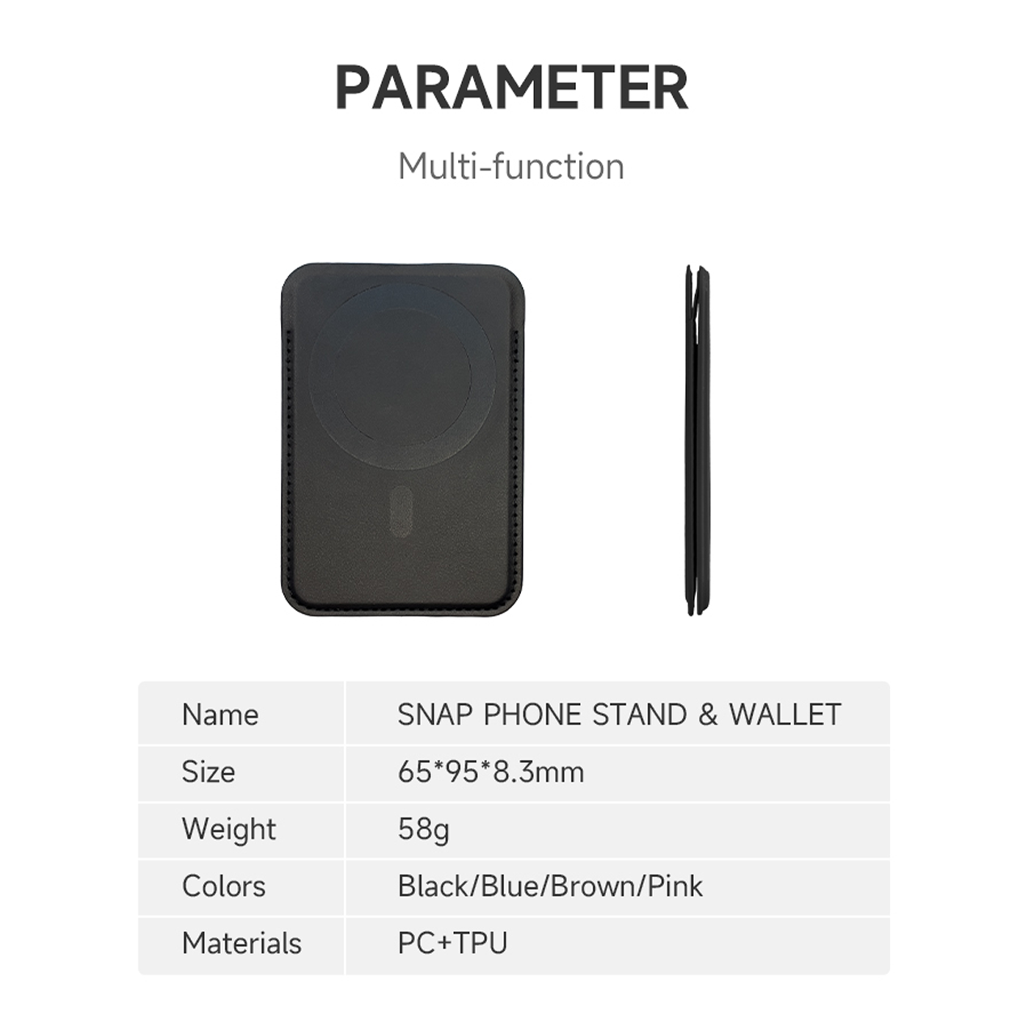 E-Ink MagSafe Phone Stand Wallet – Snap-On Kickstand, Slim Card Holder