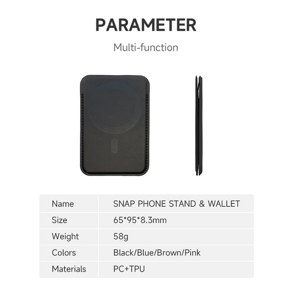 E-Ink MagSafe Phone Stand Wallet – Snap-On Kickstand, Slim Card Holder